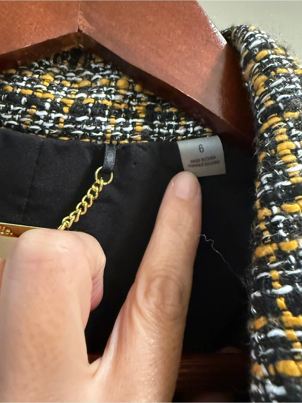 Elie Tahari Black, White & Mustard Tweed Jacket - Picture 3 of 11